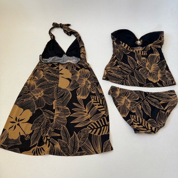 Lauren Ralph Lauren 3 Piece Swim Set Tankini Set Swim Cover Womens Size 8 - Picture 8 of 11